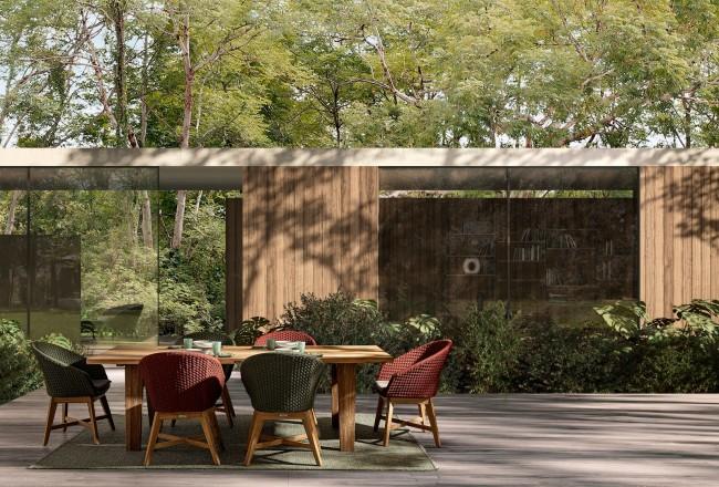 TRENTON barna teakfa kerti étkezőasztal 240 cm