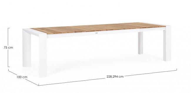 CAMERON fehér teakfa bővíthető kerti étkezőasztal 228-294 cm
