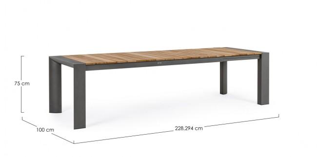 CAMERON szürke teakfa bővíthető étkezőasztal 228-294 cm
