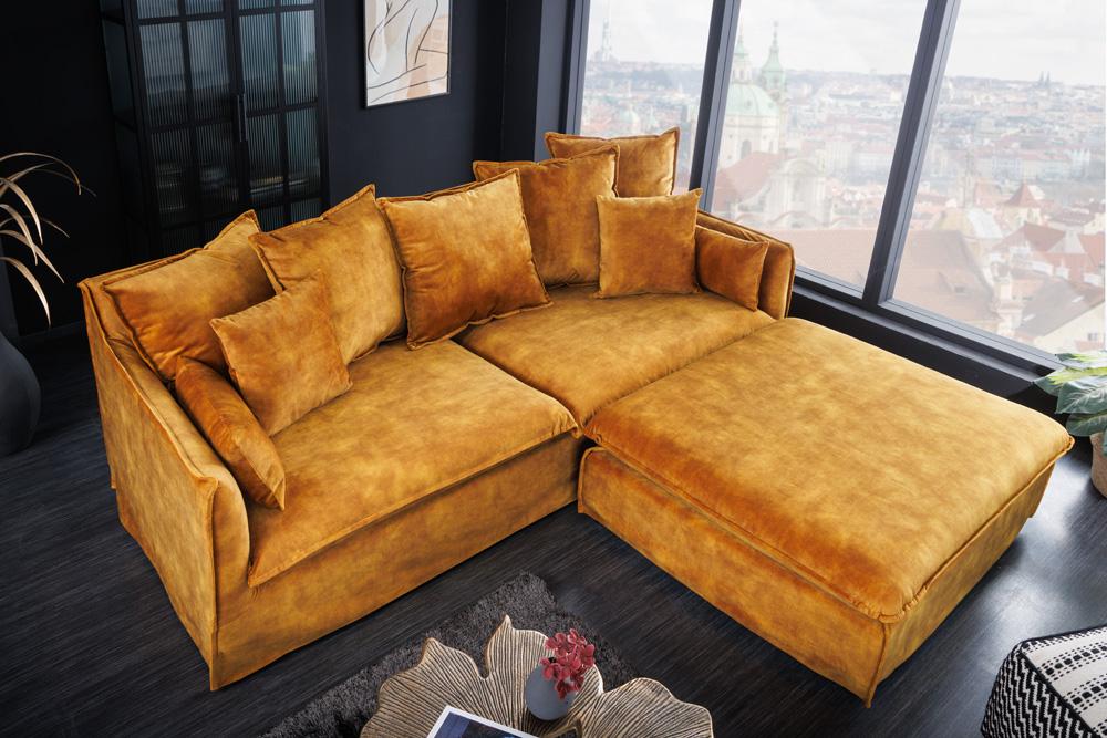 HEAVEN sárga bársony kanapé