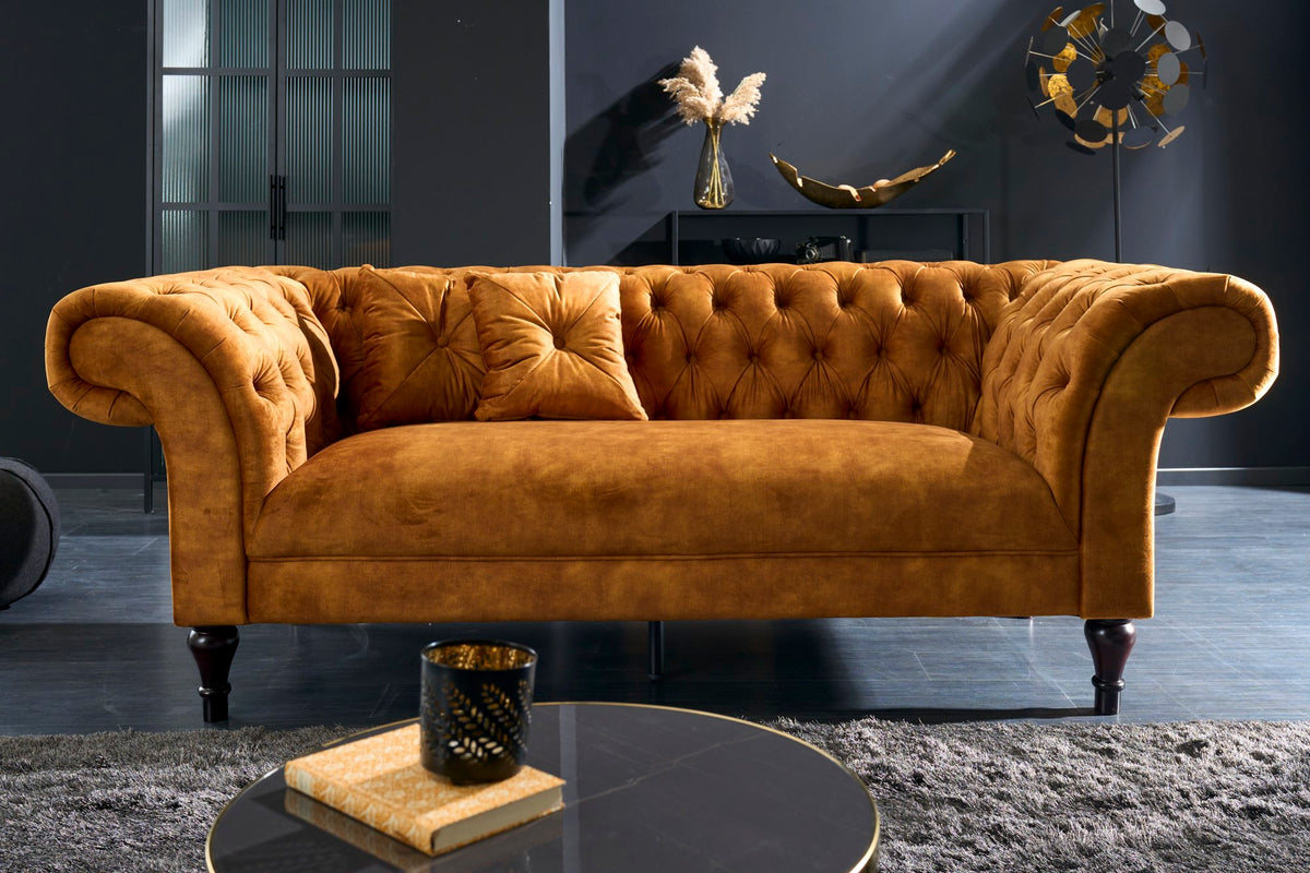 PARIS sárga bársony kanapé