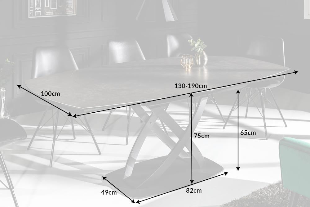 INCEPTION fekete kerámia étkezőasztal 190 cm