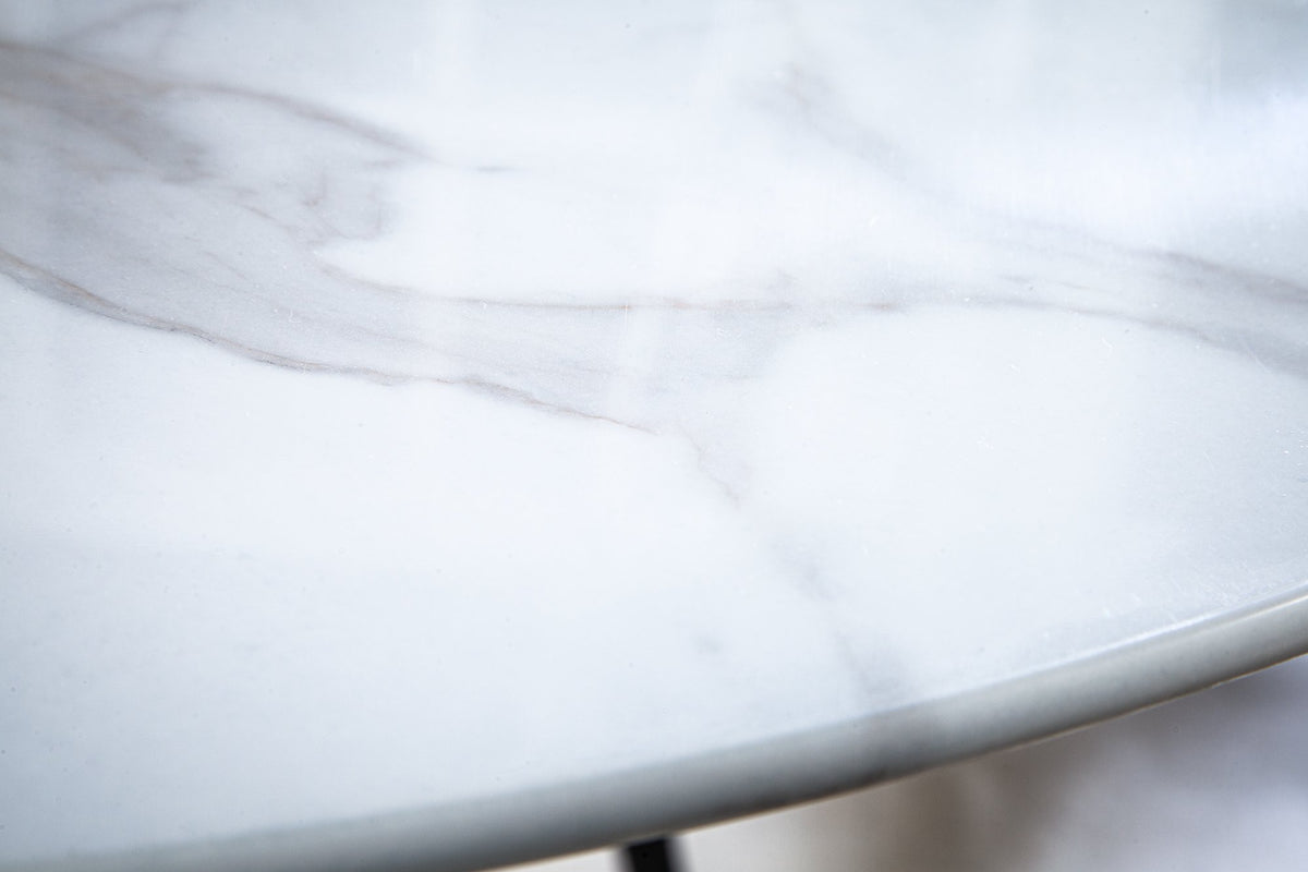 MARMOR fehér és fekete üveg étkezőasztal 80 cm