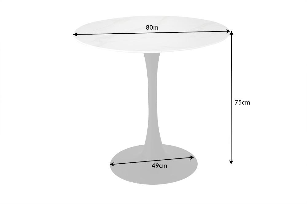 MARMOR fehér és fekete üveg étkezőasztal 80 cm
