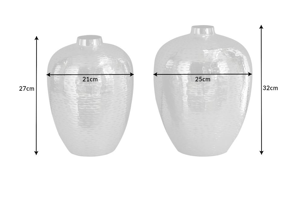 ORIENTAL 2 darabos ezüst alumínium váza