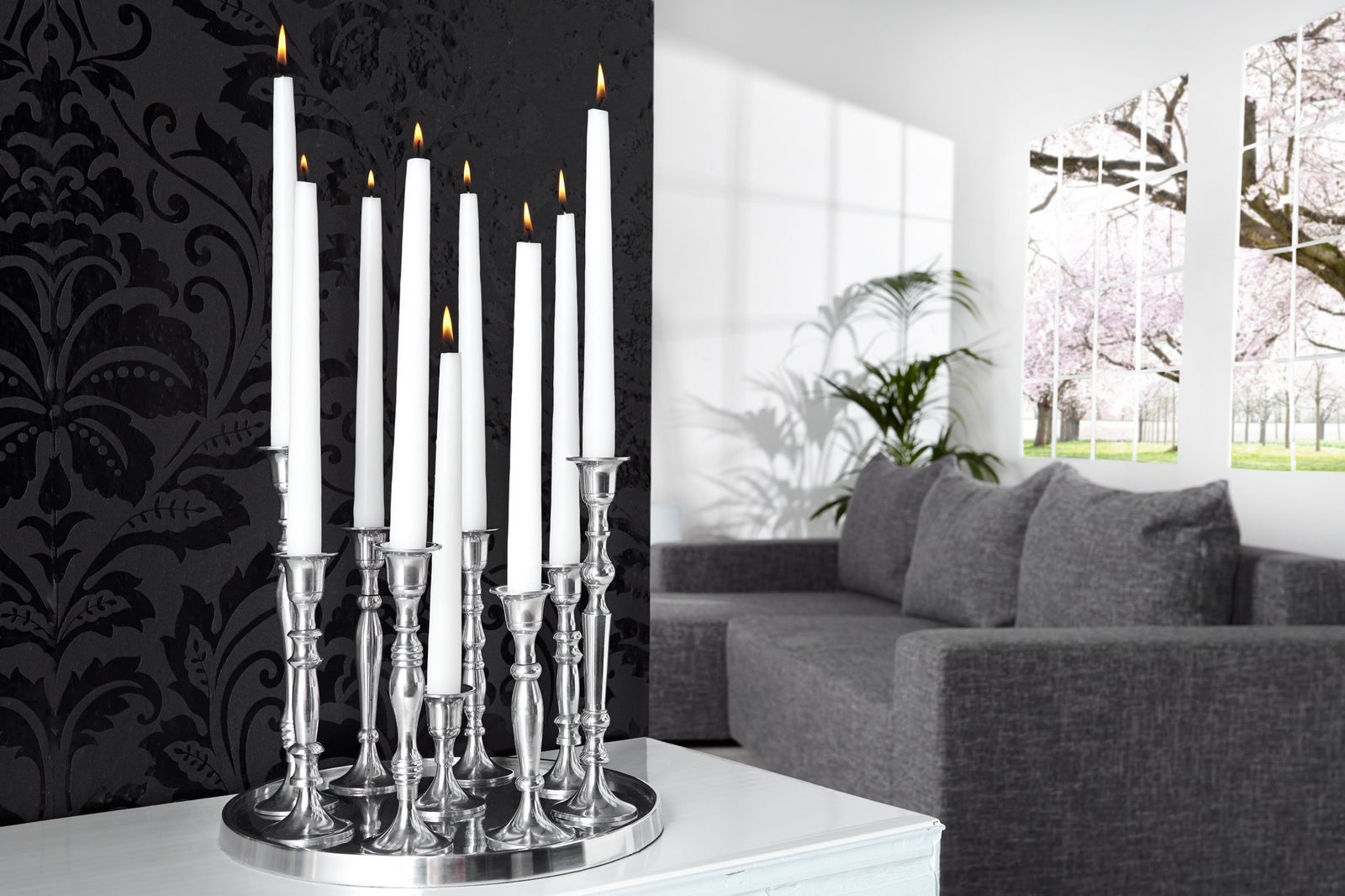 Gyertyatartó - 9 FLAMING ezüst gyertyatartó