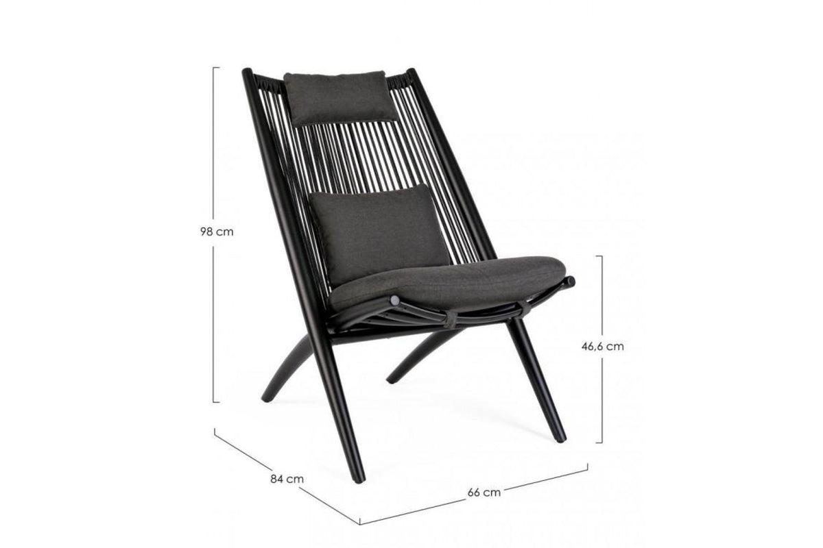 Kerti szék - ALOHA fekete 100% poliester kerti szék