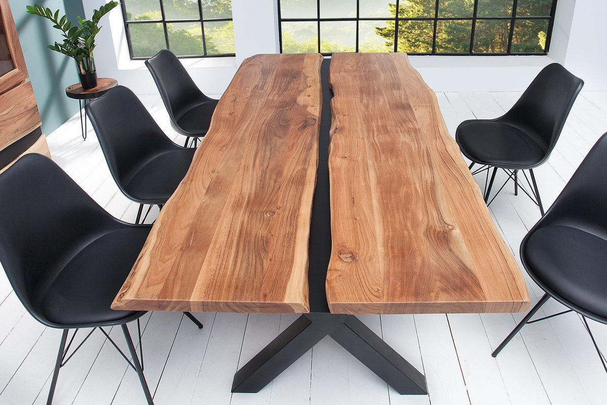 Étkezőasztal - AMAZONAS fekete és akácfa étkezőasztal 200cm