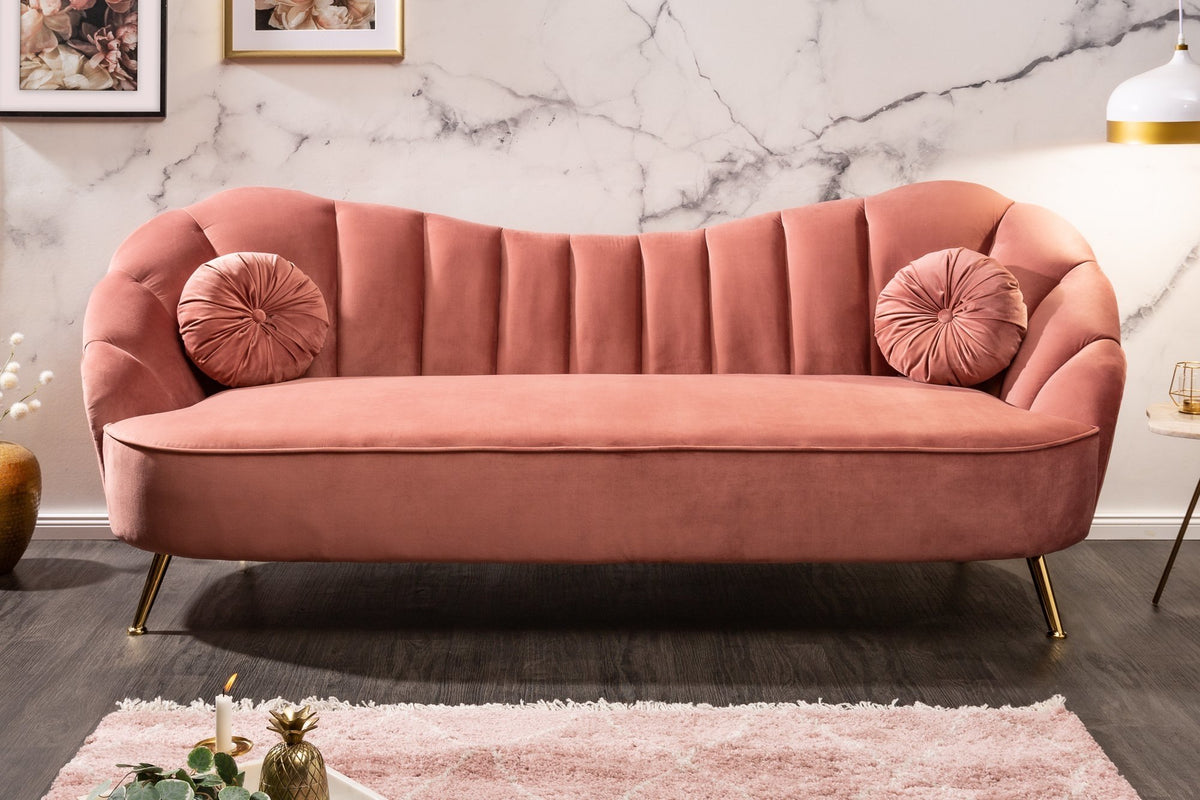 Kanapé - ARIELLE rózsaszín bársony kanapé