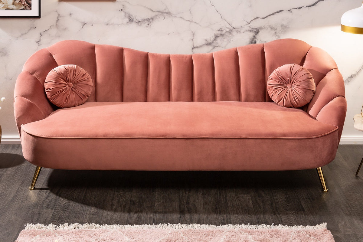 Kanapé - ARIELLE rózsaszín bársony kanapé