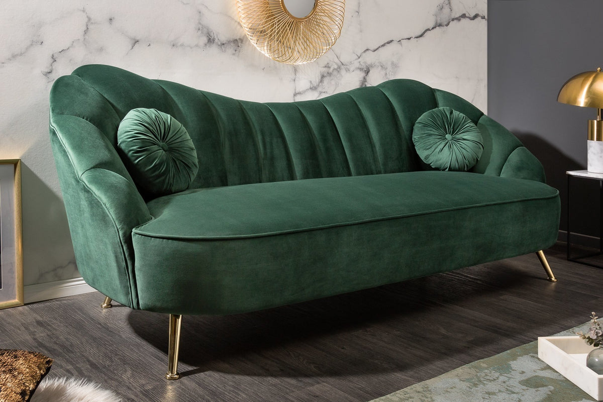 Kanapé - ARIELLE zöld bársony kanapé