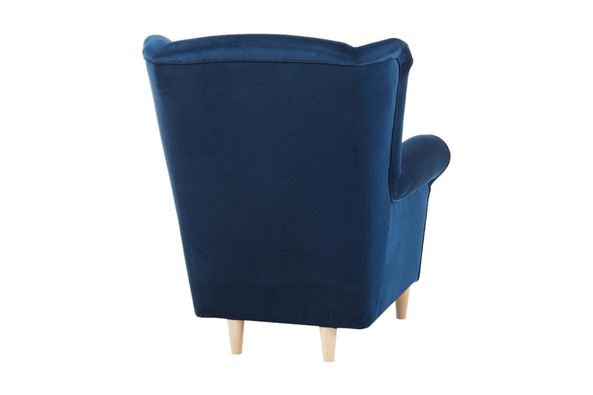 Fotel lábtartóval - ASTRID kék szövet fotel lábtartóval