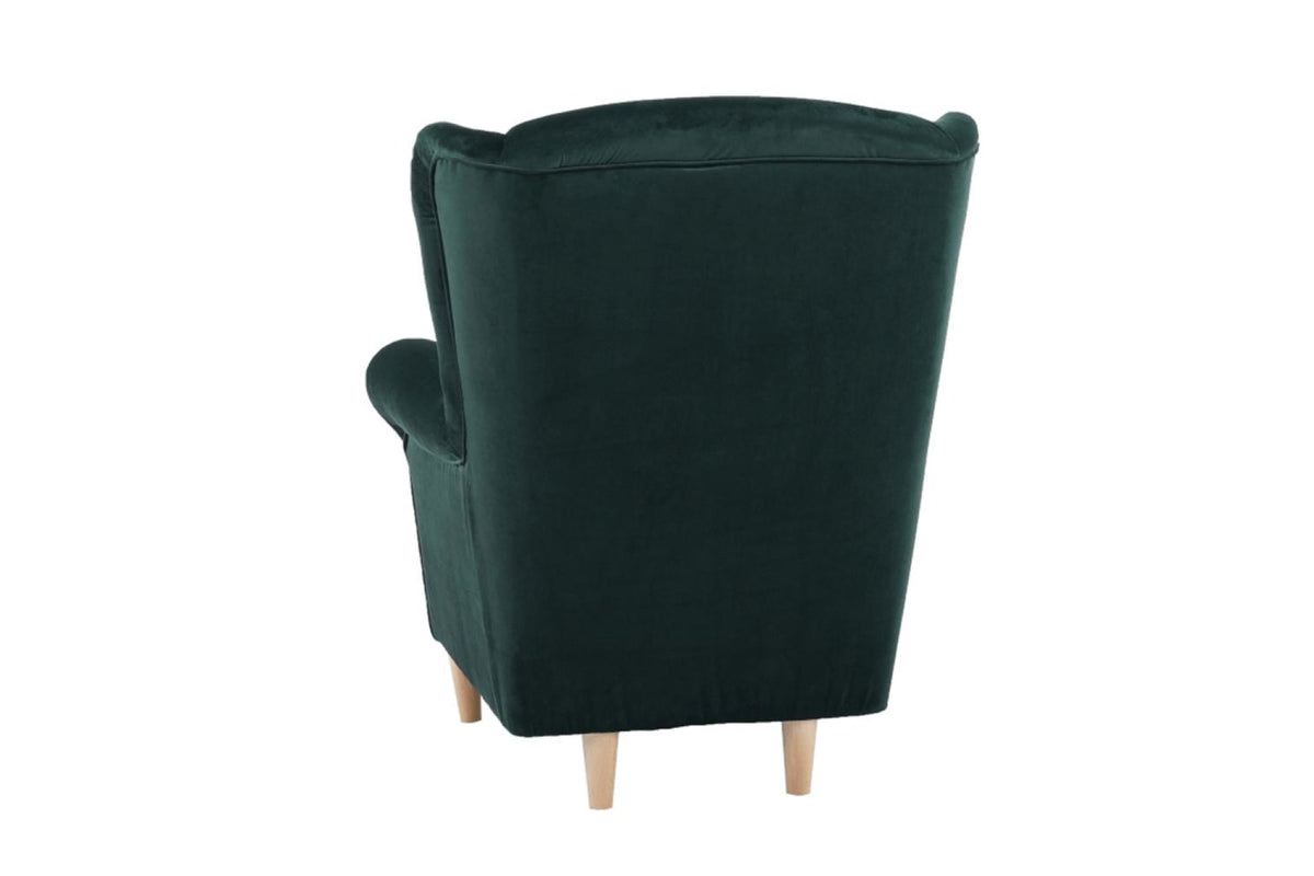 Fotel lábtartóval - ASTRID zöld szövet fotel lábtartóval
