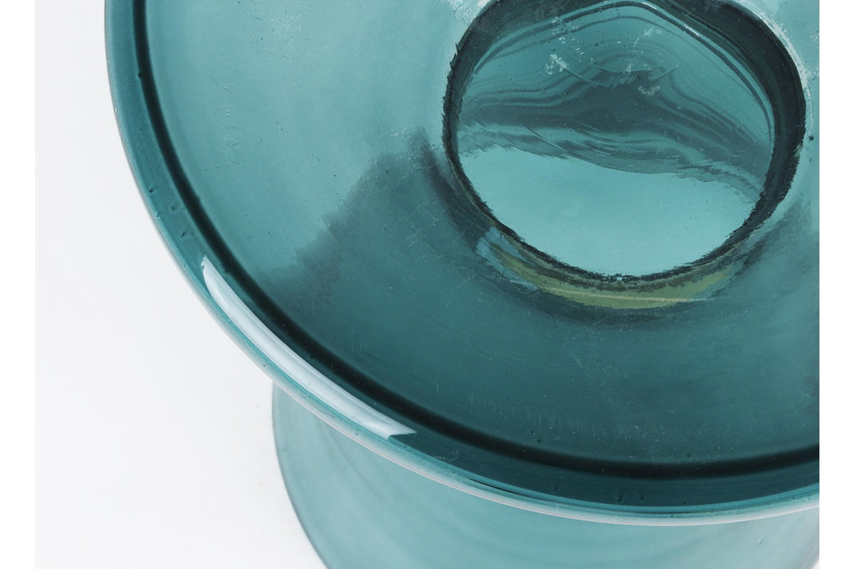 Lerakóasztal - AZMIN kék üveg lerakóasztal 36cm átmérő