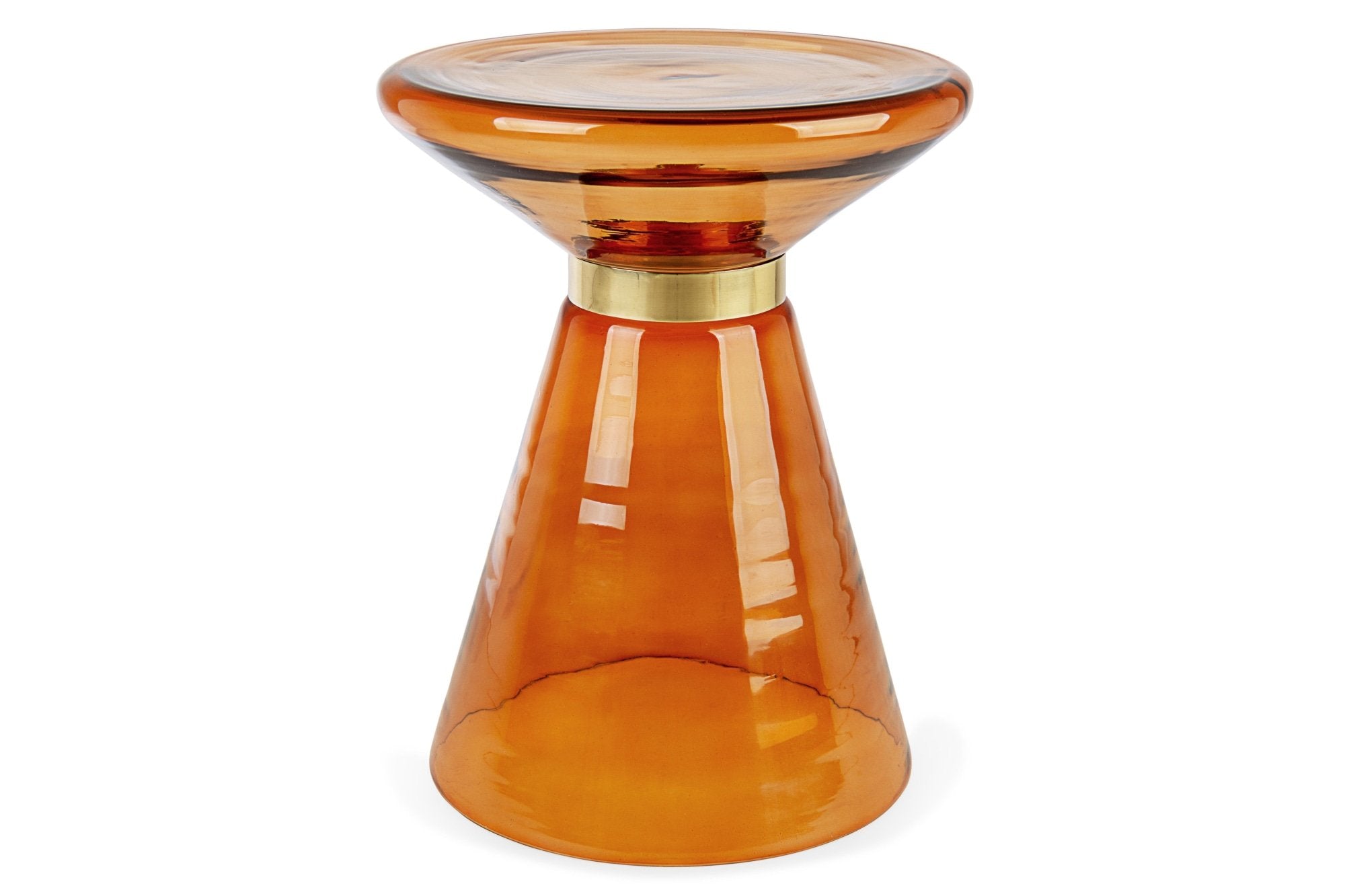 Lerakóasztal - AZMIN narancssárga üveg lerakóasztal 36cm átmérő