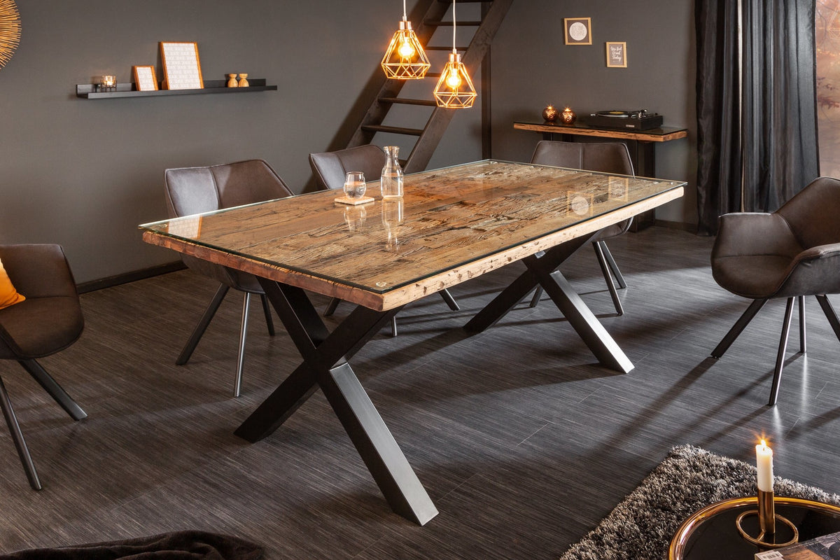 Étkezőasztal - BARRACUDA X barna tikfa étkezőasztal 180cm