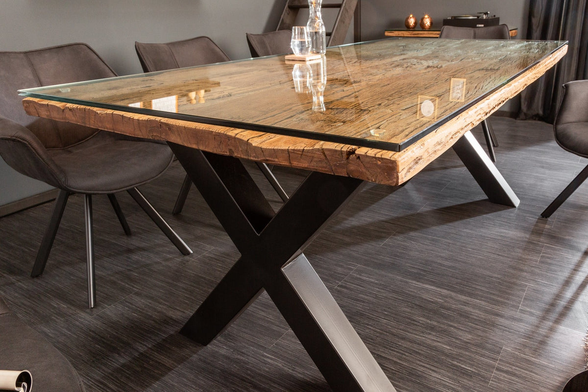 Étkezőasztal - BARRACUDA X barna tikfa étkezőasztal 220cm