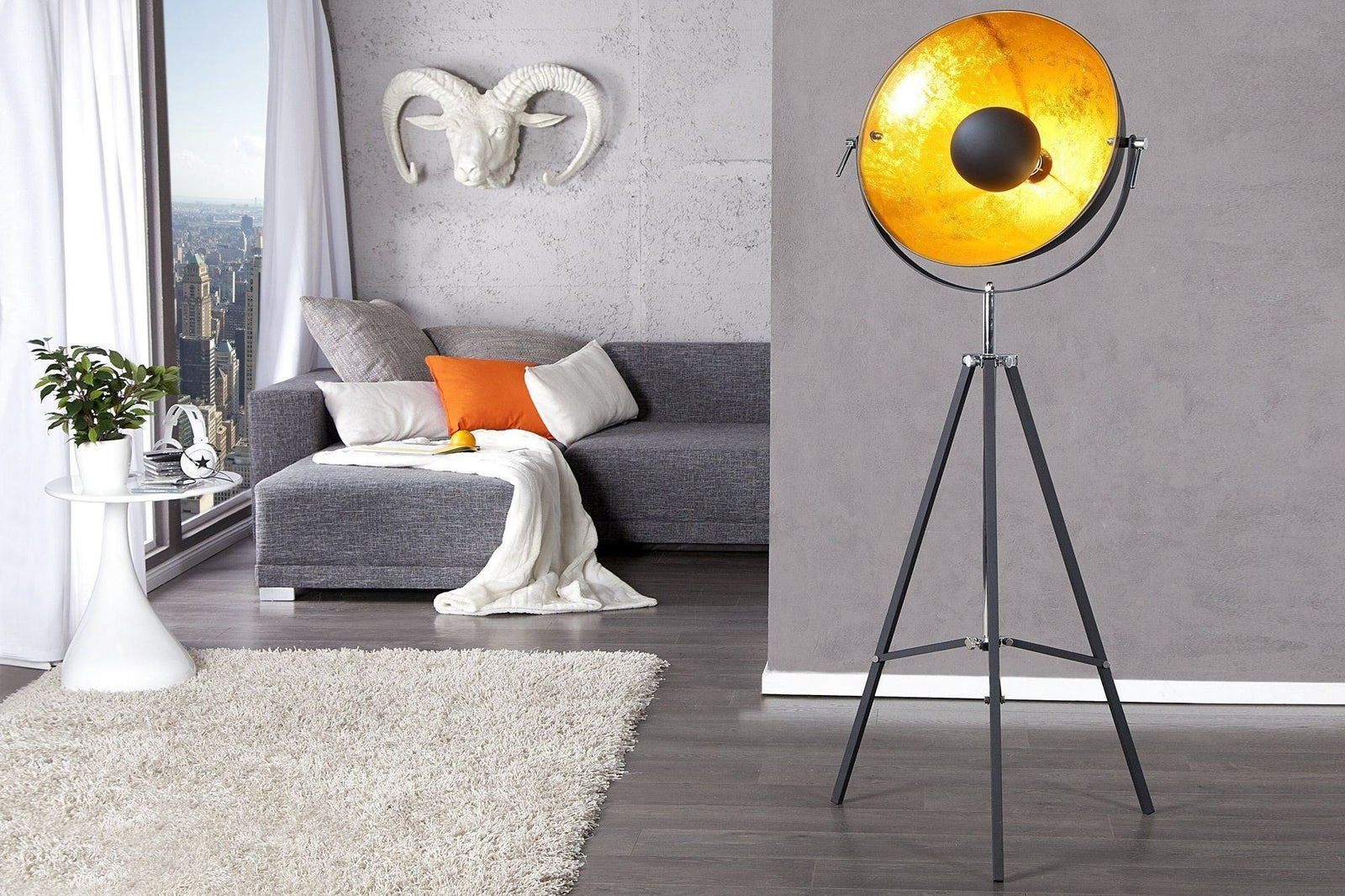 Állólámpa - BIG STUDIO fekete és arany állólámpa 160cm