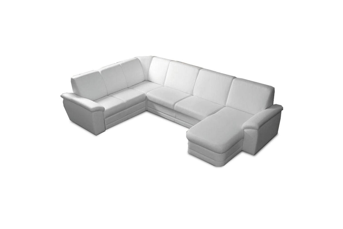 U alakú kanapé - BITER fehér ökobőr u alakú kanapé jobbos