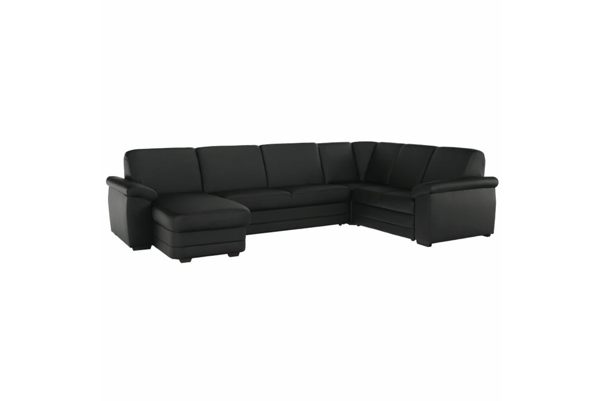 U alakú kanapé - BITER fekete ökobőr u alakú kanapé balos