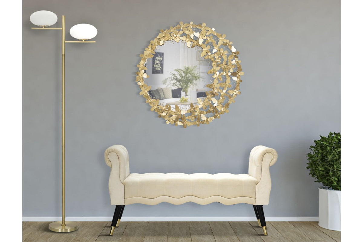 Falitükör - BUTTERFLY V arany és tükröződő vas falitükör