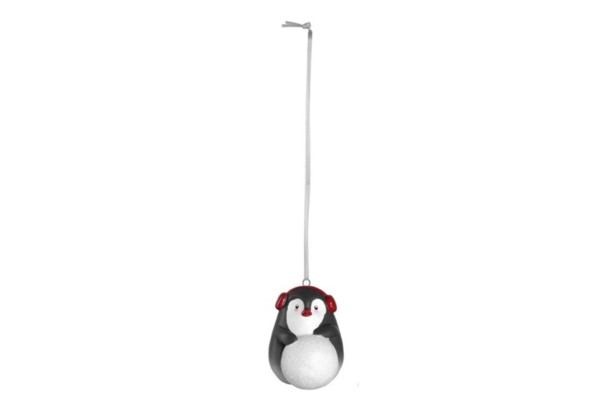Karácsonyfadísz - CALDO pingvin függő 6cm fülvédővel - Leonardo