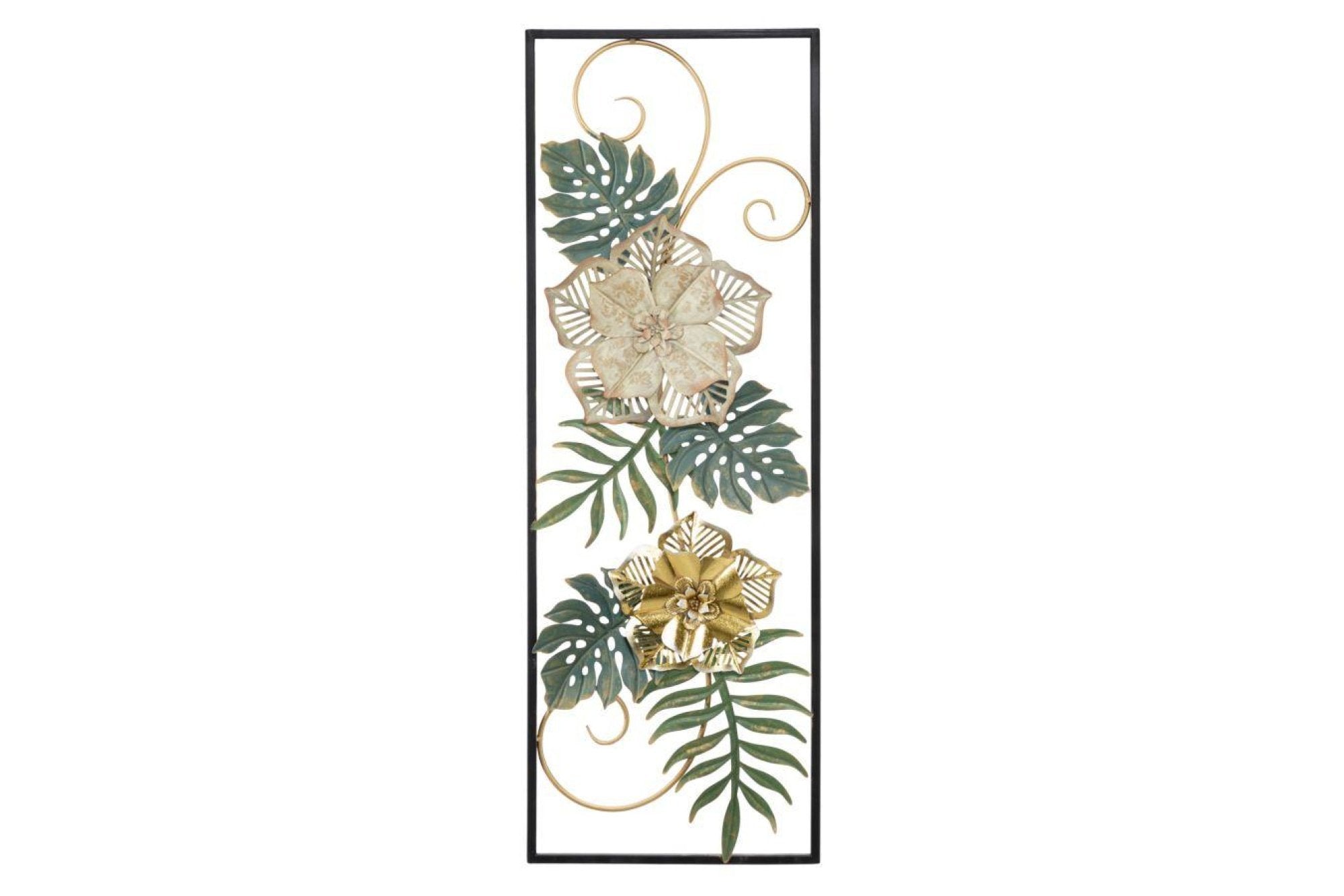 Fali dekoráció - CAMPUR II zöld és arany vas fali dekoráció