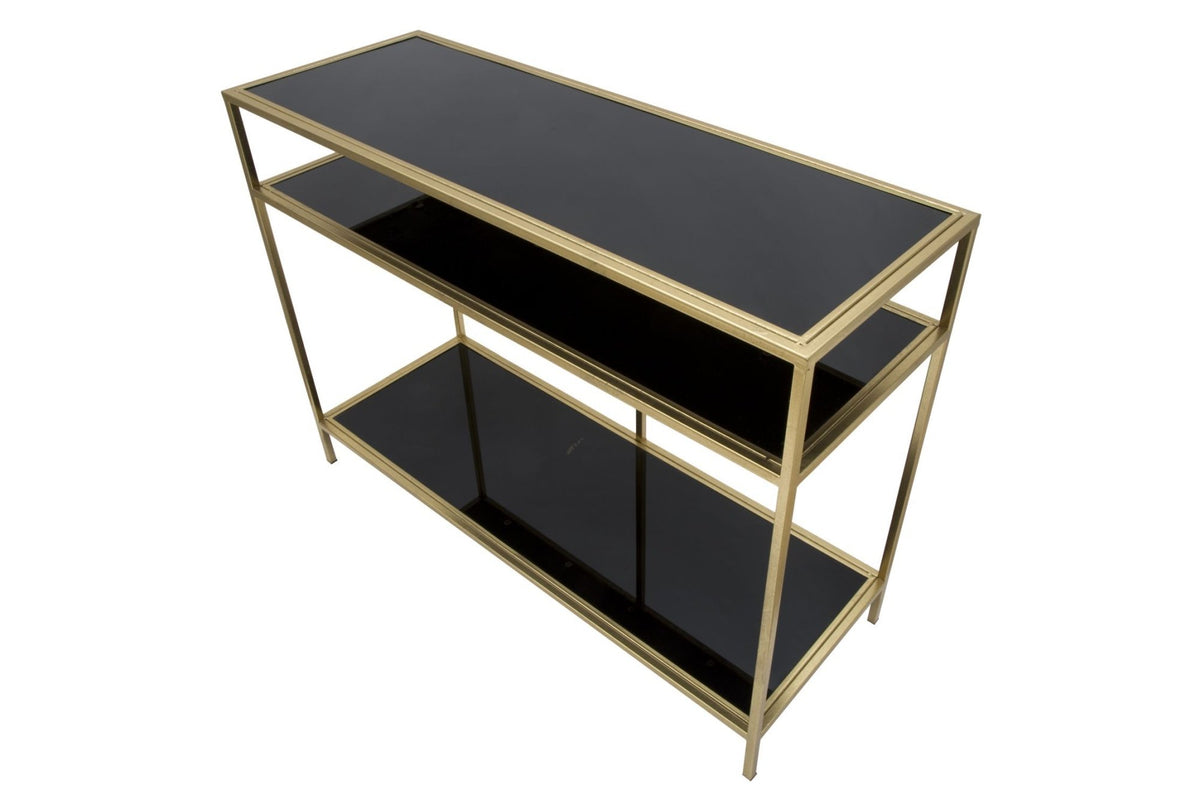 Konzolasztal - CARLA CLASSIC fekete és arany vas konzolasztal