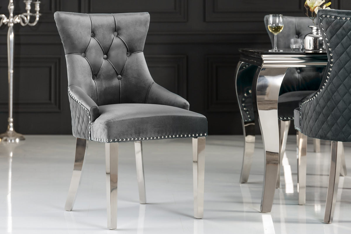 Szék - CASTLE ezüstszürke bársony szék