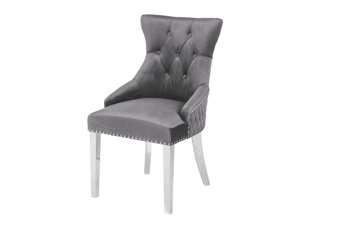Szék - CASTLE ezüstszürke bársony szék