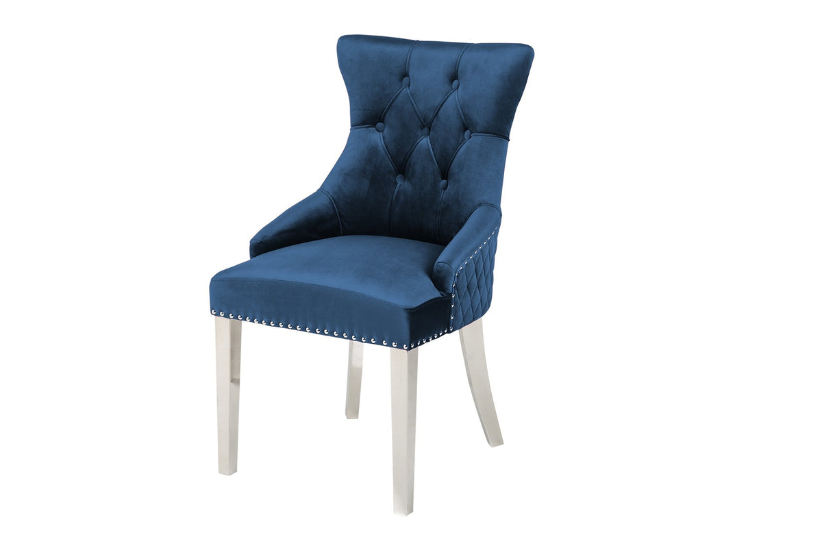 Szék - CASTLE kék bársony szék