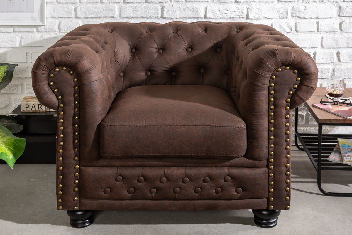 Fotel - CHESTERFIELD barna mikroszálas fotel