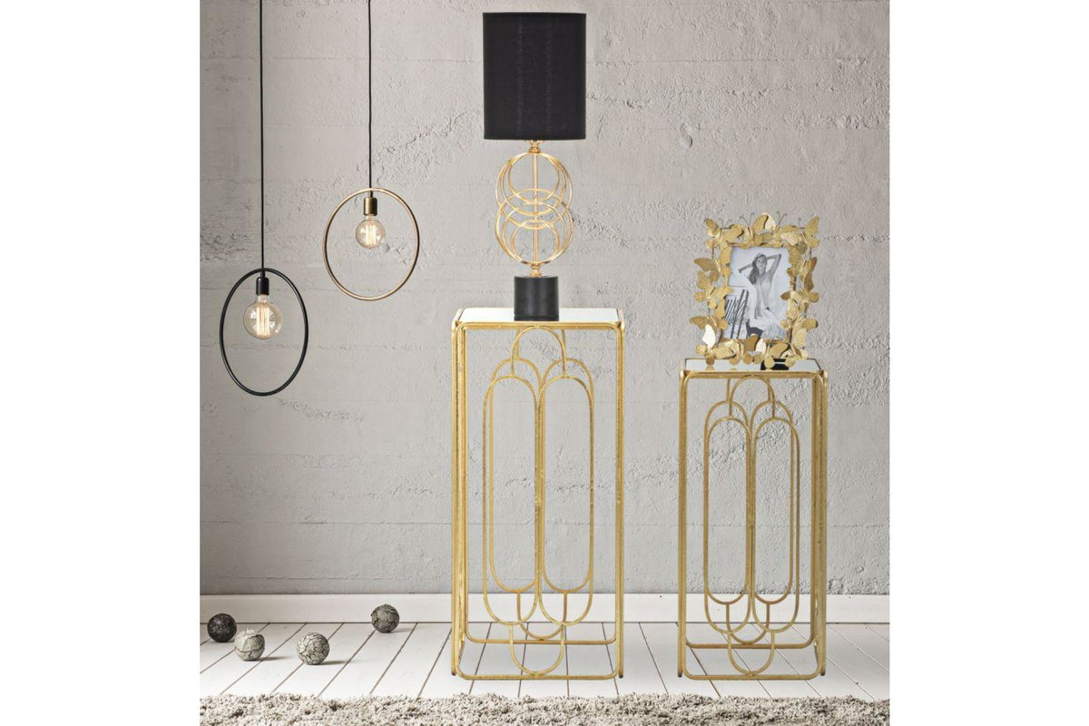Asztali lámpa - CIRCLY nagy fekete és arany vas asztali lámpa