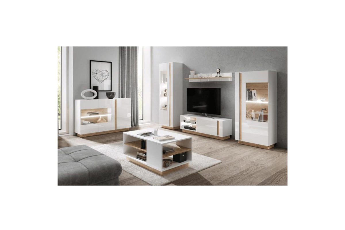 TV szekrény - CITY fehér és barna mdf tv szekrény 138 cm