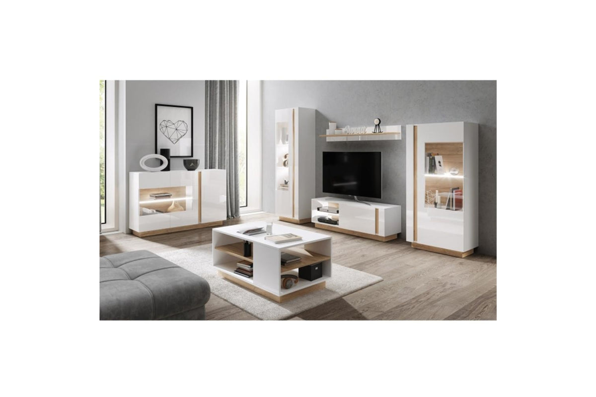 TV szekrény - CITY II fehér és barna mdf tv szekrény 187 cm