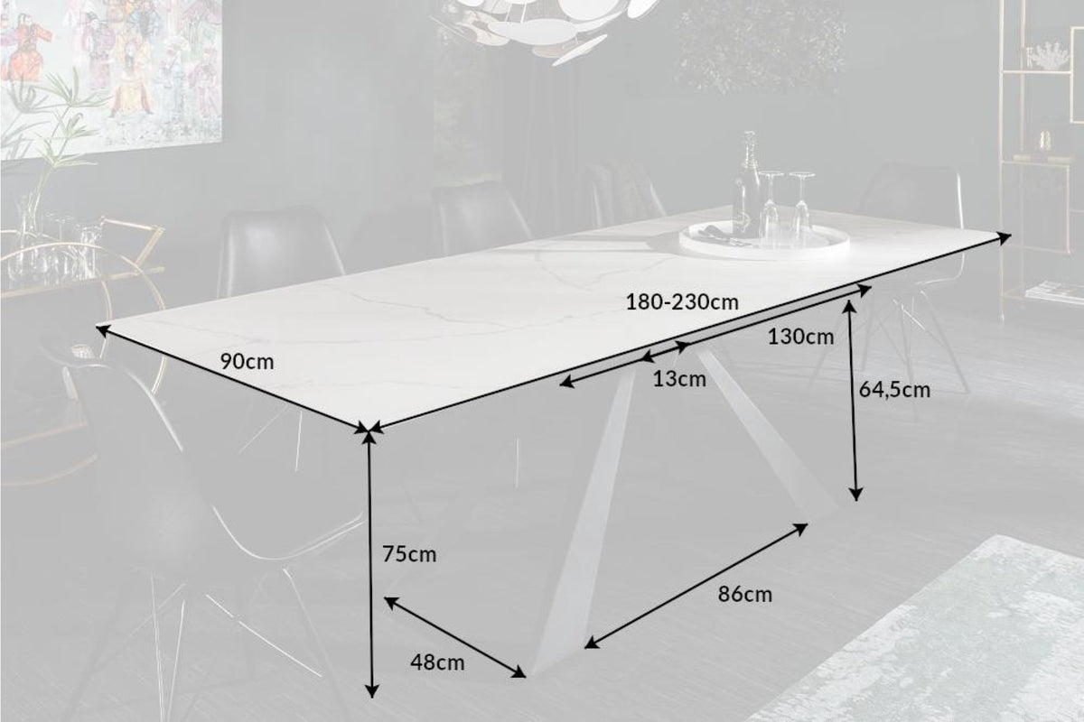Étkezőasztal - CONCORD fehér kerámia étkezőasztal