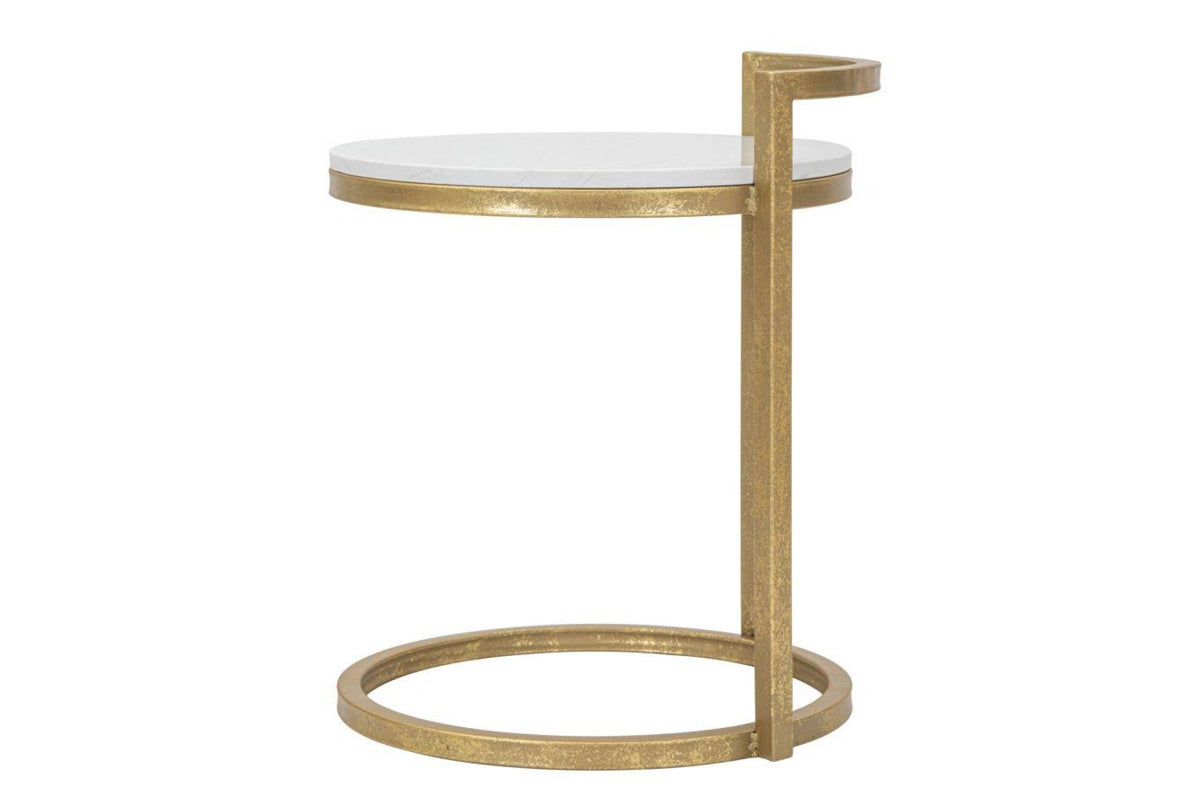 Lerakóasztal - DAISY ROUND fehér és arany vas lerakóasztal