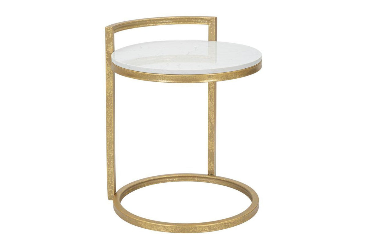 Lerakóasztal - DAISY ROUND fehér és arany vas lerakóasztal