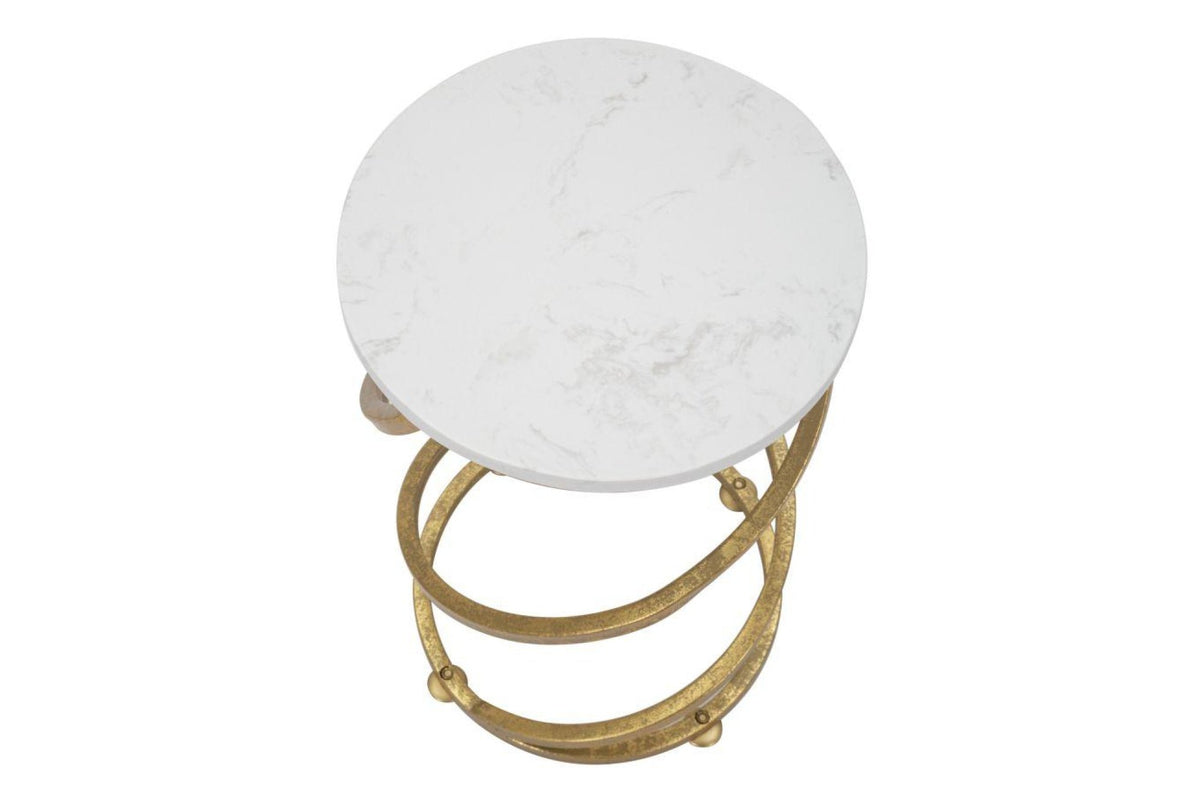 Lerakóasztal - DAISY SPIRAL fehér és arany vas lerakóasztal