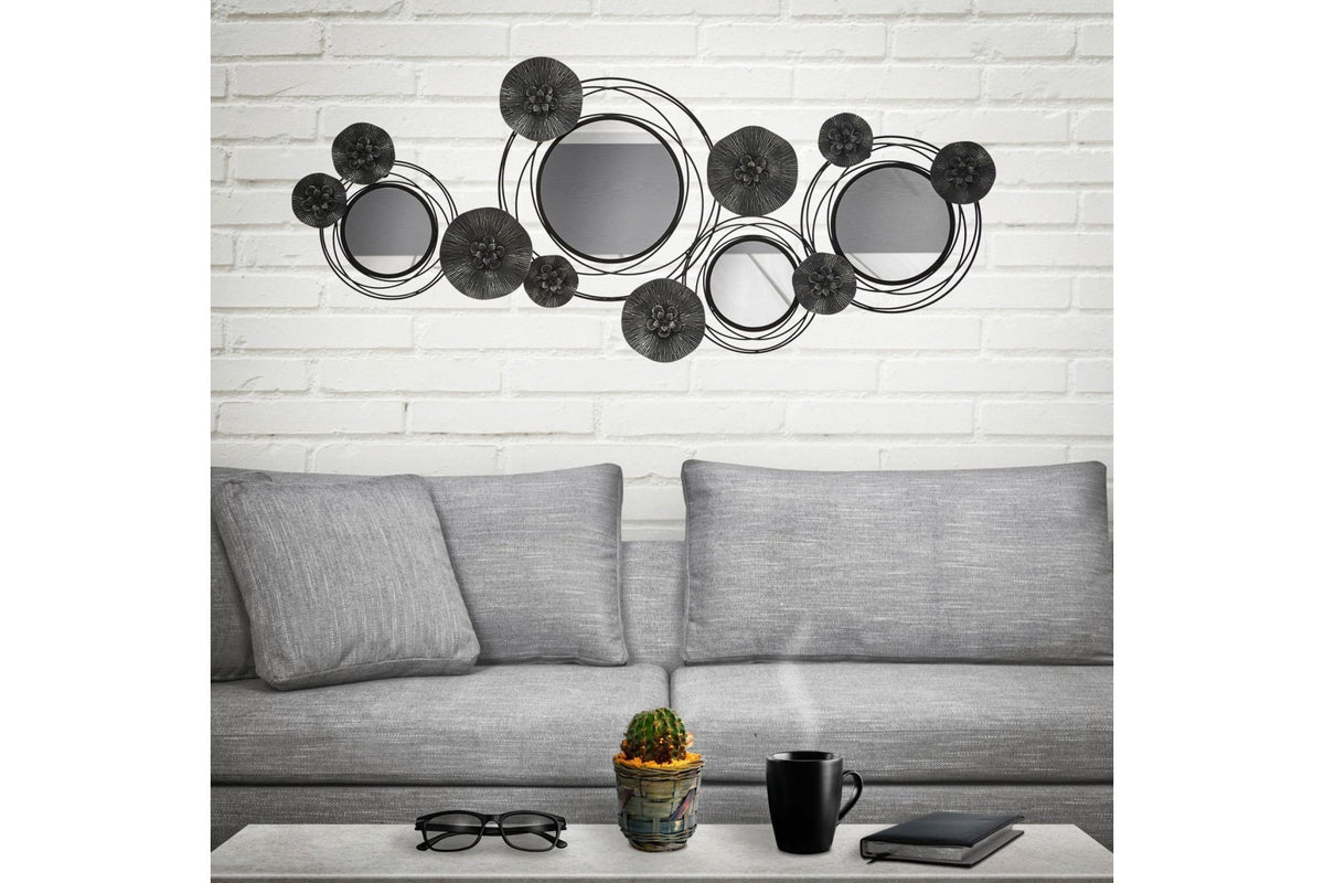 Fali dekoráció - DARK ROUNDS fekete és tükröződő vas fali dekoráció