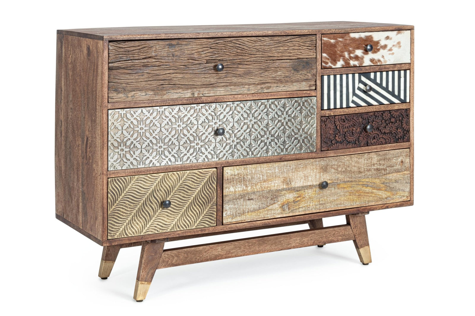 Tálalószekrény - DHAVAL barna mangófa tálalószekrény