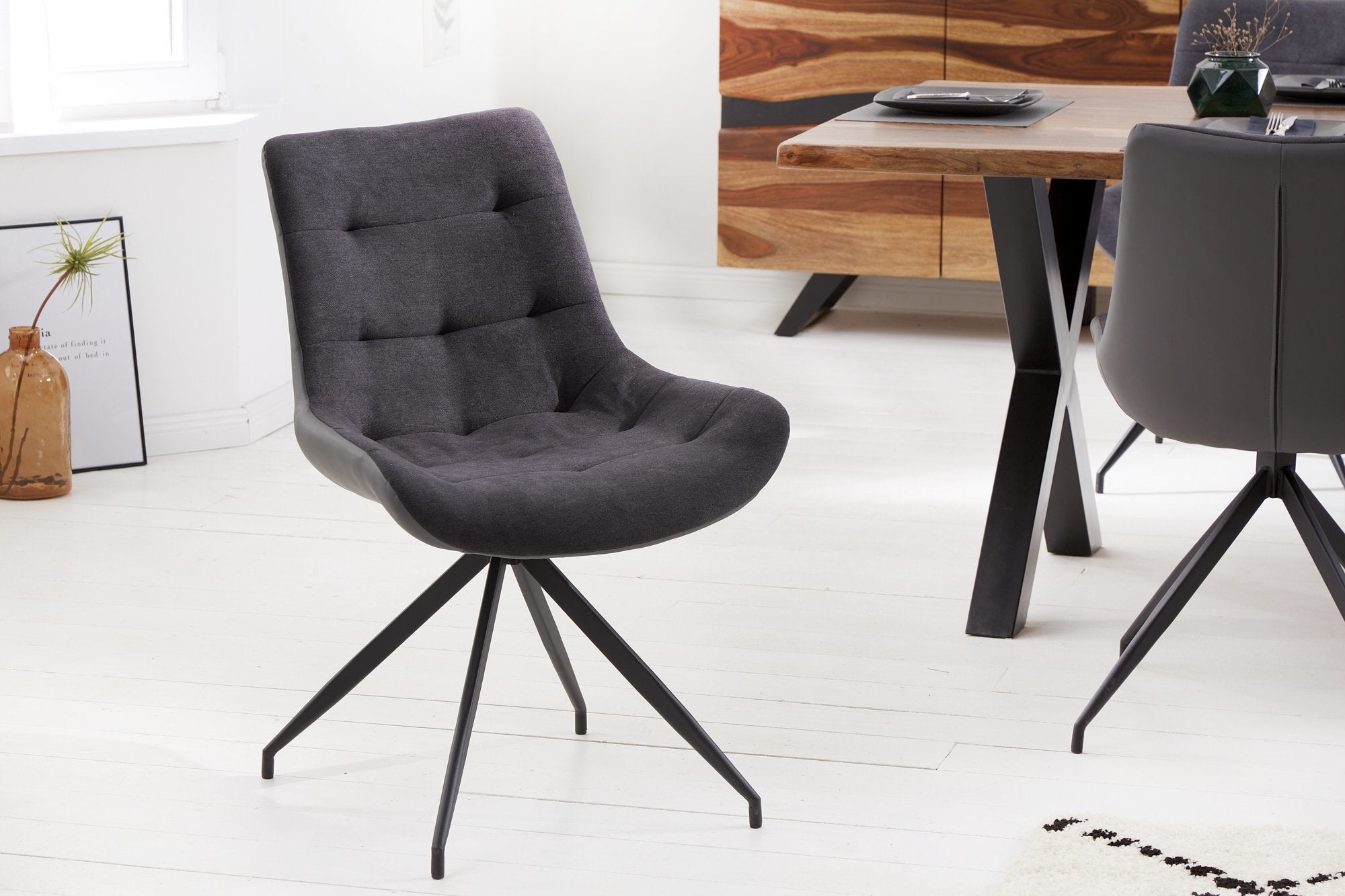Szék - DIVANI sötétszürke 100% polyester szék 57x61x86