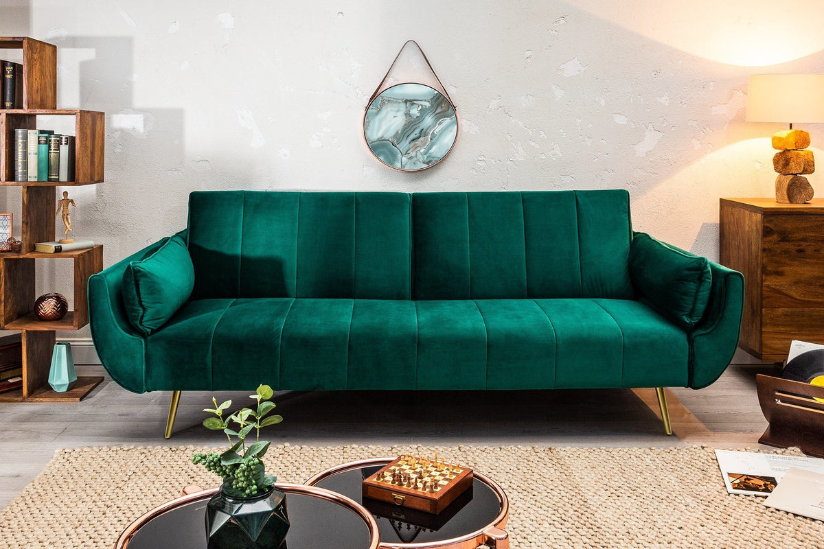 Kanapéágy - DIVANI zöld és arany bársony kanapéágy