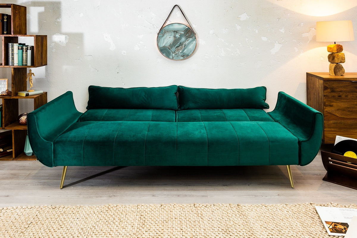 Kanapéágy - DIVANI zöld és arany bársony kanapéágy