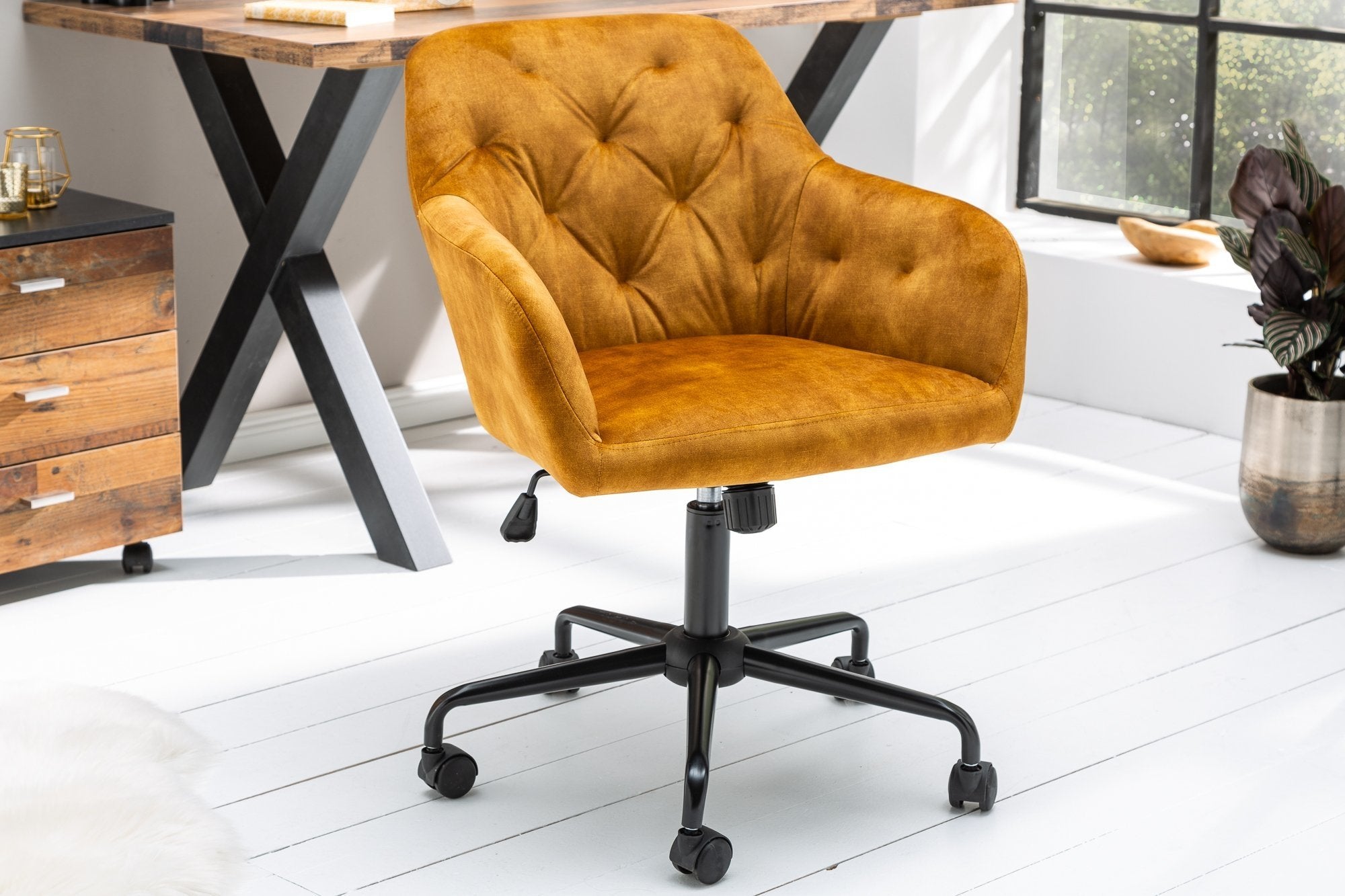Irodai szék - DUTCH COMFORT sárga bársony irodai szék