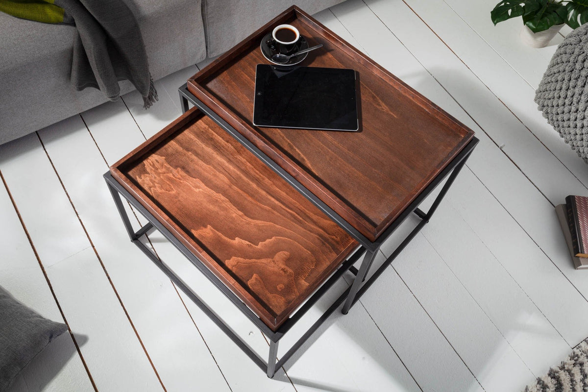 Dohányzóasztal - ELEMENTS barna bükkfa furnér dohányzóasztal 60x40x45