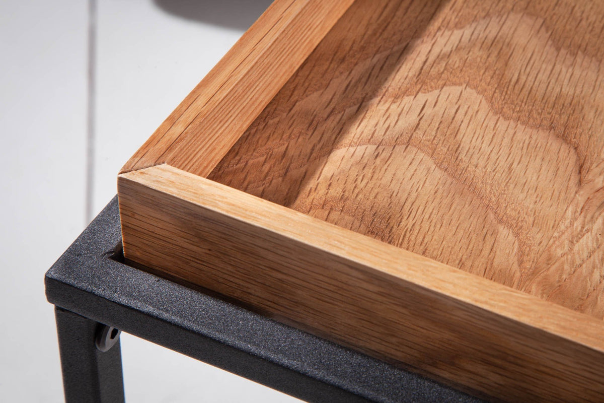 Lerakóasztal - ELEMENTS barna tölgyfa furnér lerakóasztal 40x40x50