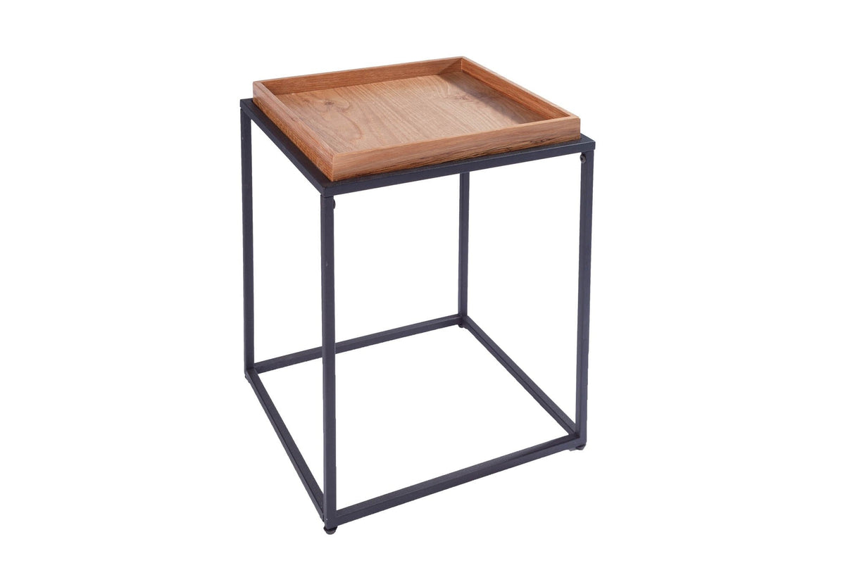 Lerakóasztal - ELEMENTS barna tölgyfa furnér lerakóasztal 40x40x50