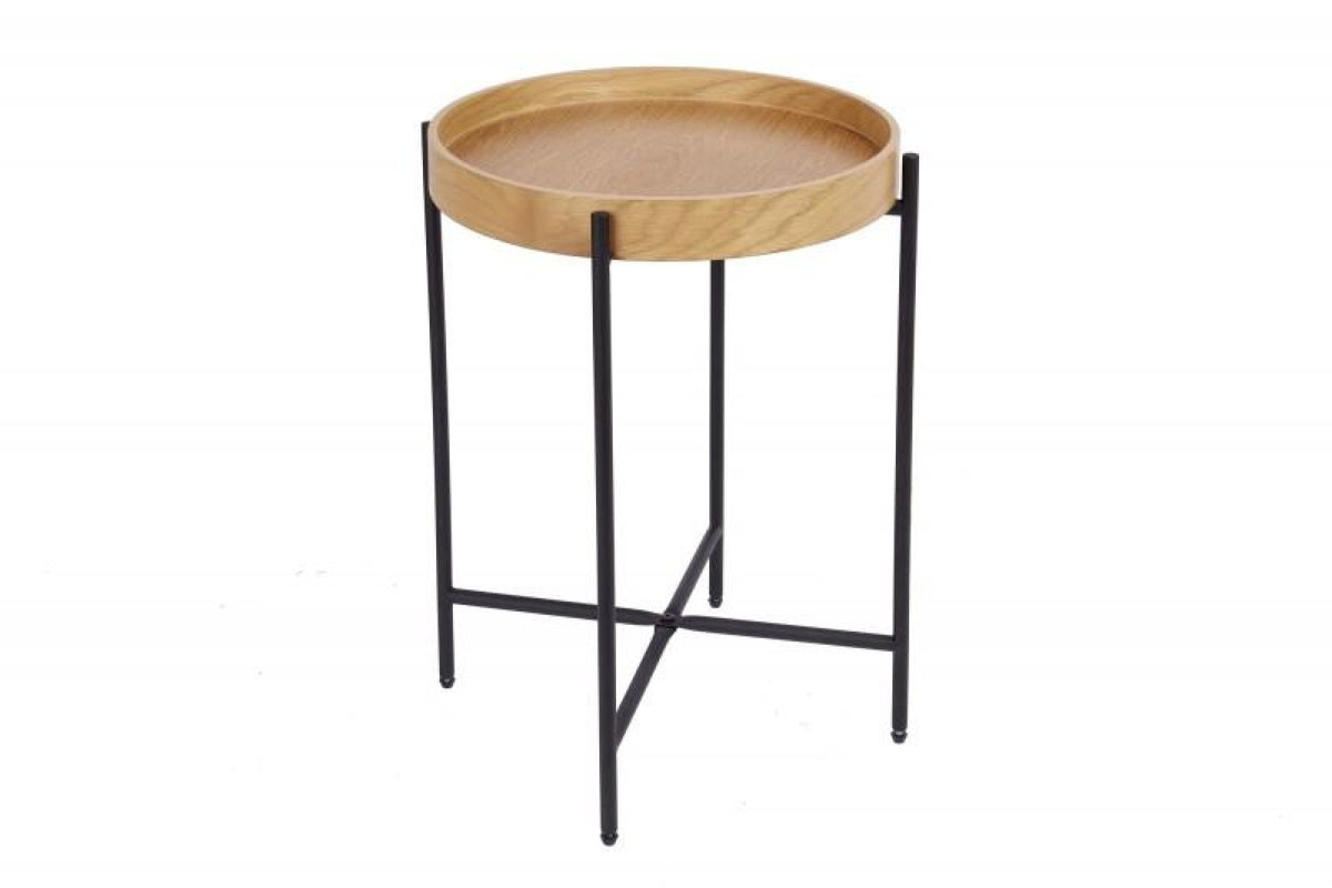 Lerakóasztal - ELEMENTS bézs tölgyfa furnér lerakóasztal 43x43x55