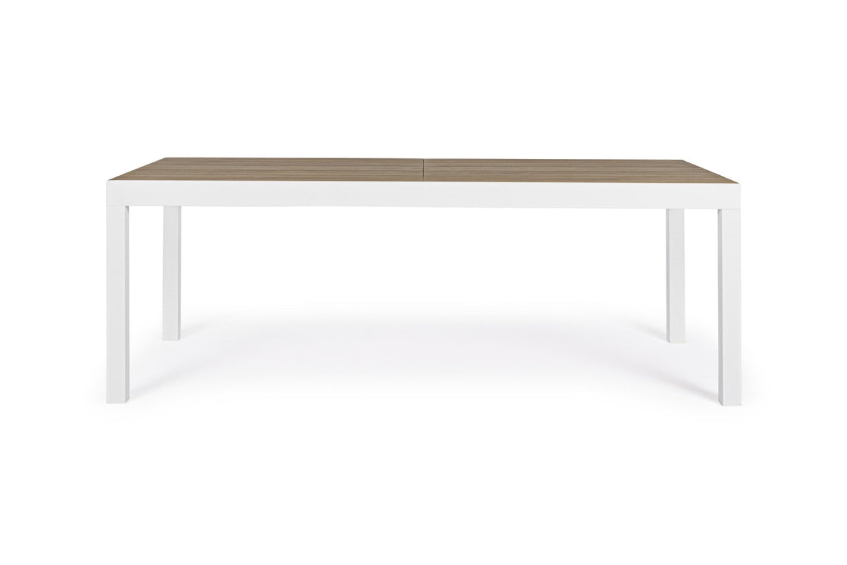 Kerti asztal - ELIAS fehér és barna műanyag kerti asztal